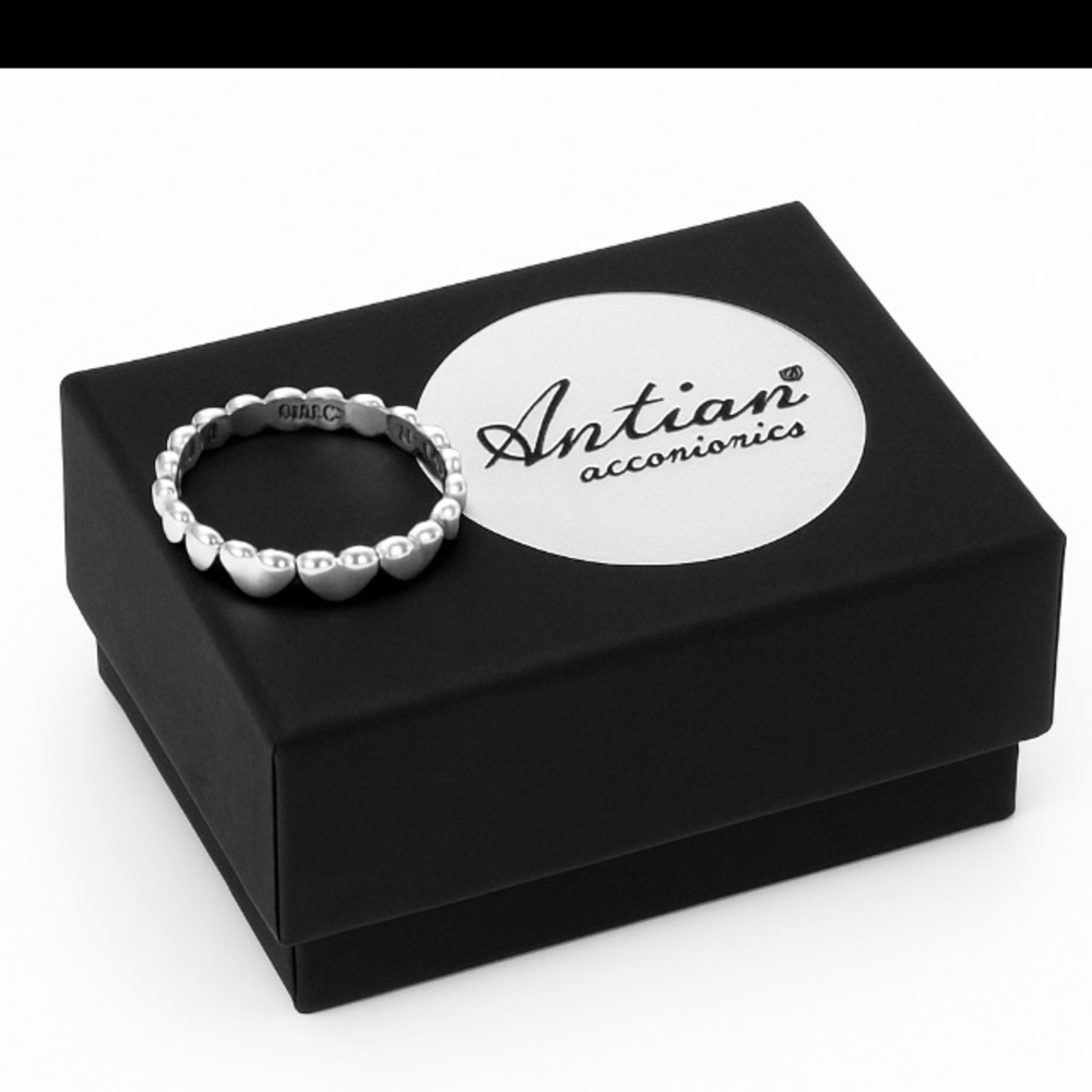 Antian Accessories™ 925 Silver Heart Ring Size 8 - Picture 3 of 5